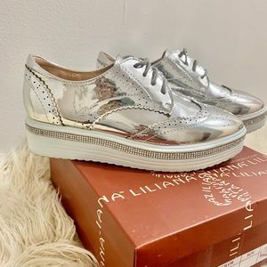 Chrome Silver Platform Sneakers